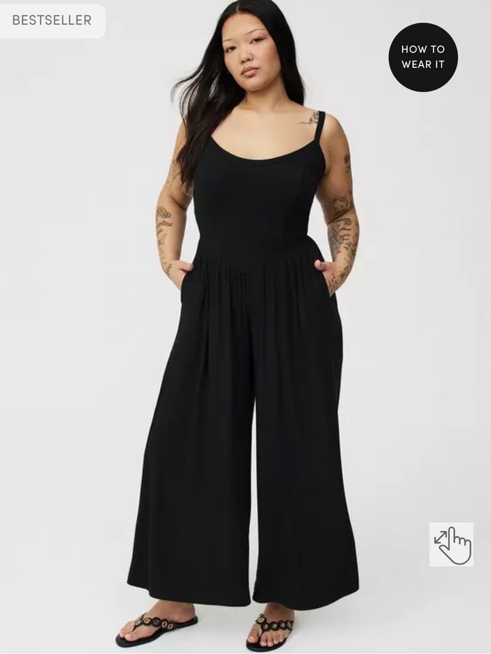 torrid Black Ribbed Wide-Leg Jumpsuit